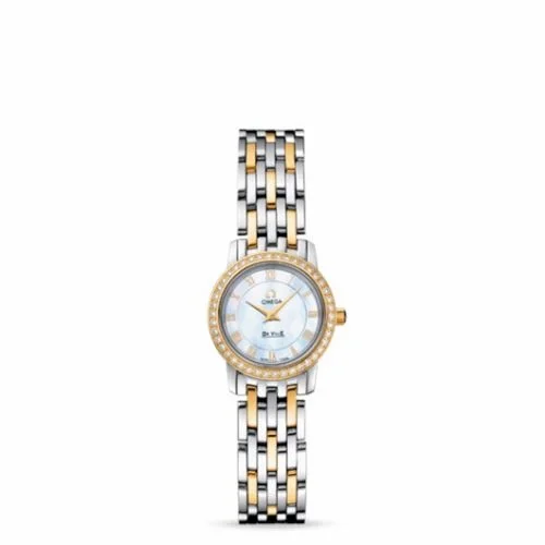Omega De Ville Prestige Quartz 22 Stainless Steel / Yellow Gold / Diamond / MOP / Bracelet 4375.71.00 (43757100)
